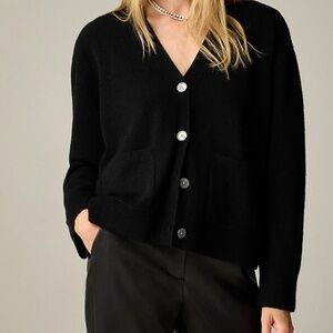 J-Crew cashmere patch-pocket cardigan in black - small